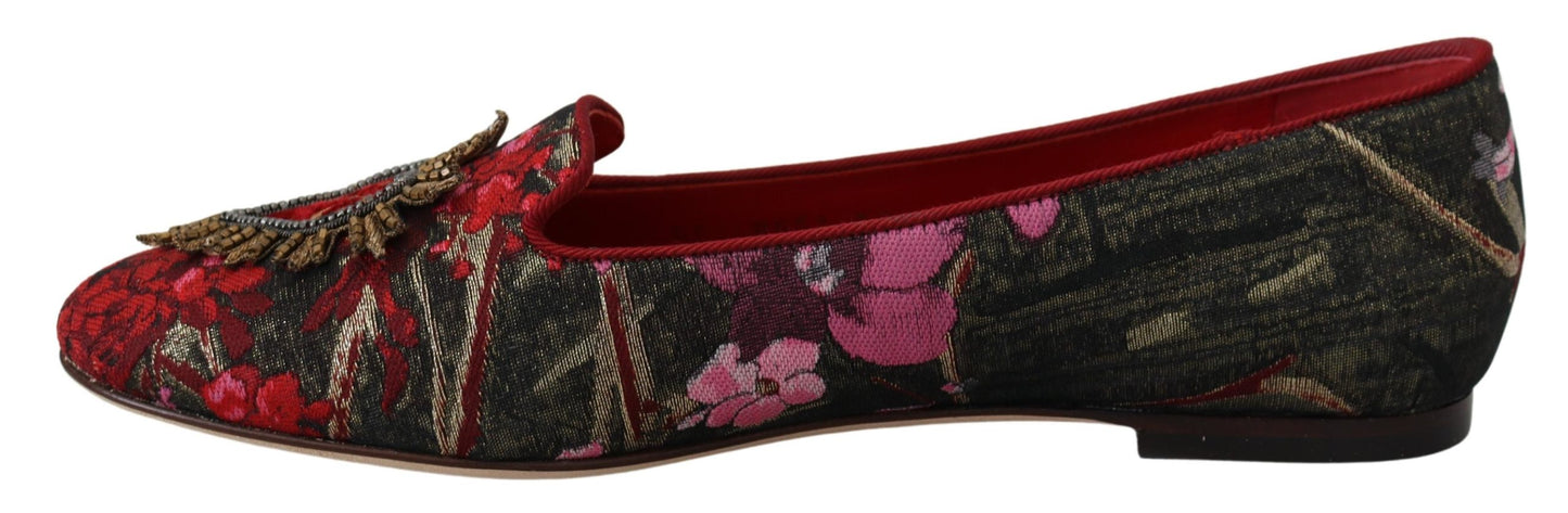 Dolce &amp; Gabbana Chaussures à enfiler en jacquard multicolore avec patch Sacré-Cœur