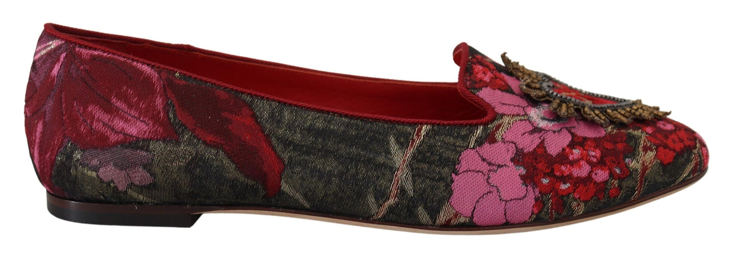 Dolce &amp; Gabbana Chaussures à enfiler en jacquard multicolore avec patch Sacré-Cœur