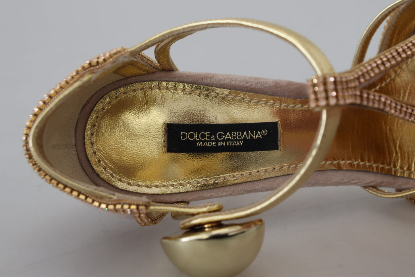 Dolce &amp; Gabbana Pumps mit rosa Kristallen und T-Riemen