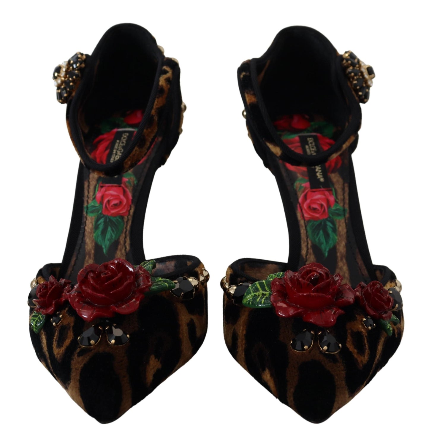 Dolce &amp; Gabbana Chaussures à talons à imprimé léopard ornées marron