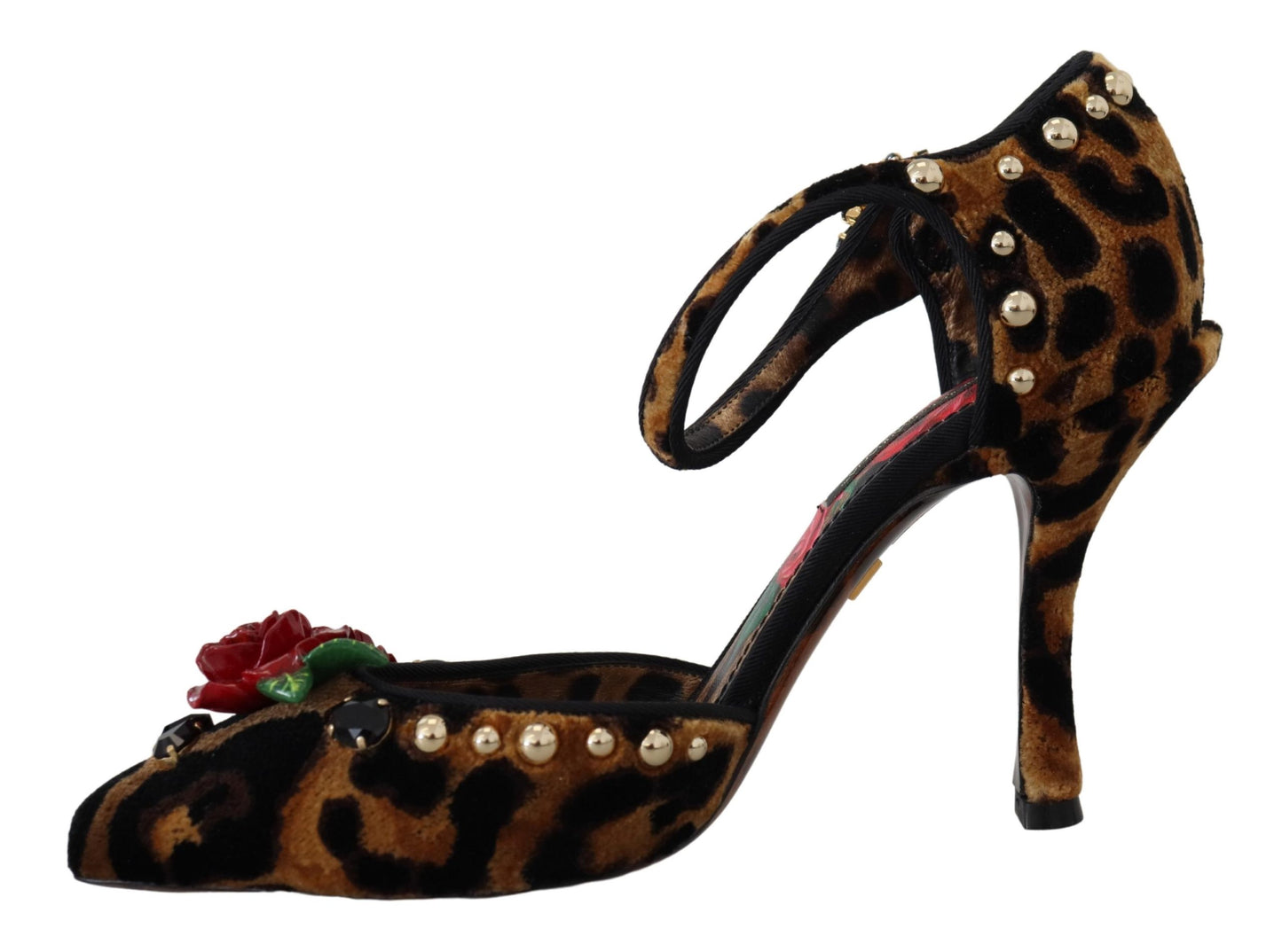 Dolce &amp; Gabbana Chaussures à talons à imprimé léopard ornées marron