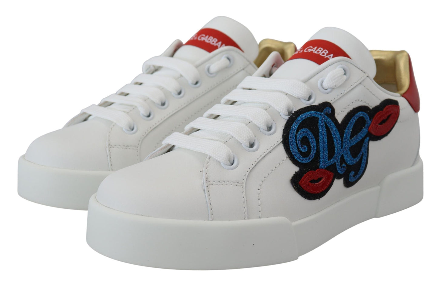 Dolce &amp; Gabbana Weiße Portofino-Logo-Klassiker-Sneaker-Schuhe