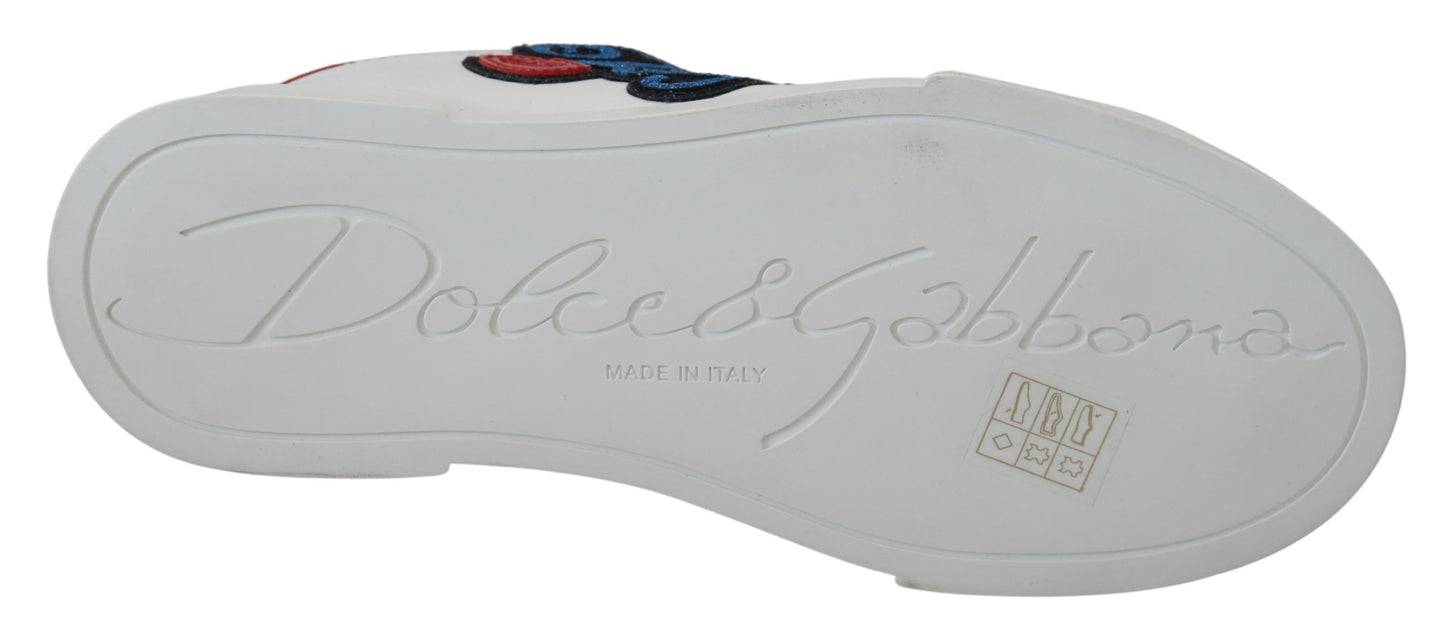 Dolce &amp; Gabbana Weiße Portofino-Logo-Klassiker-Sneaker-Schuhe