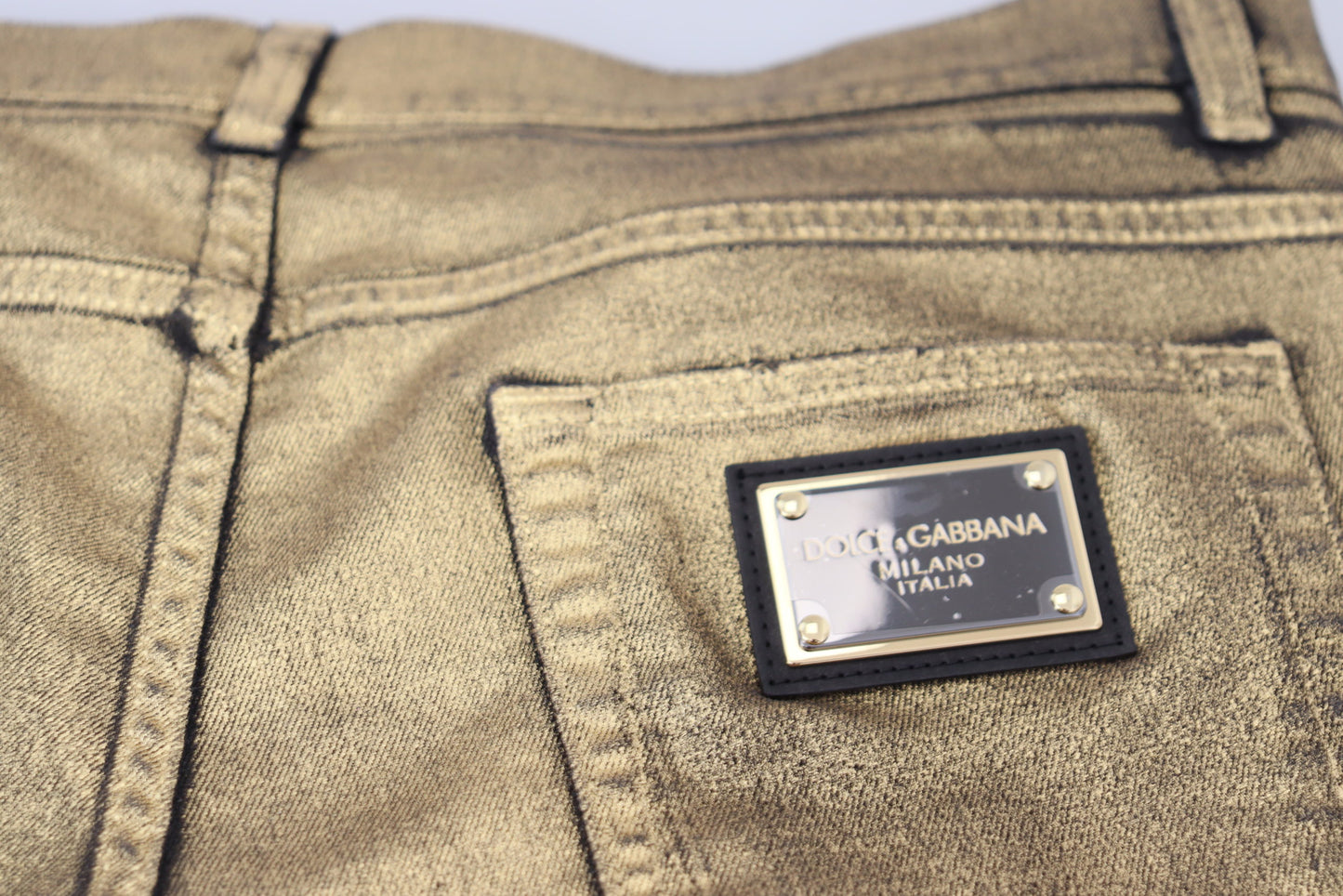 Dolce &amp; Gabbana Jean skinny en lambeaux de coton doré pour hommes