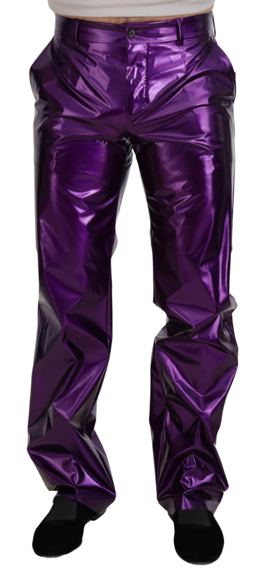 Dolce &amp; Gabbana Pantalons décontractés brillants violets pour hommes