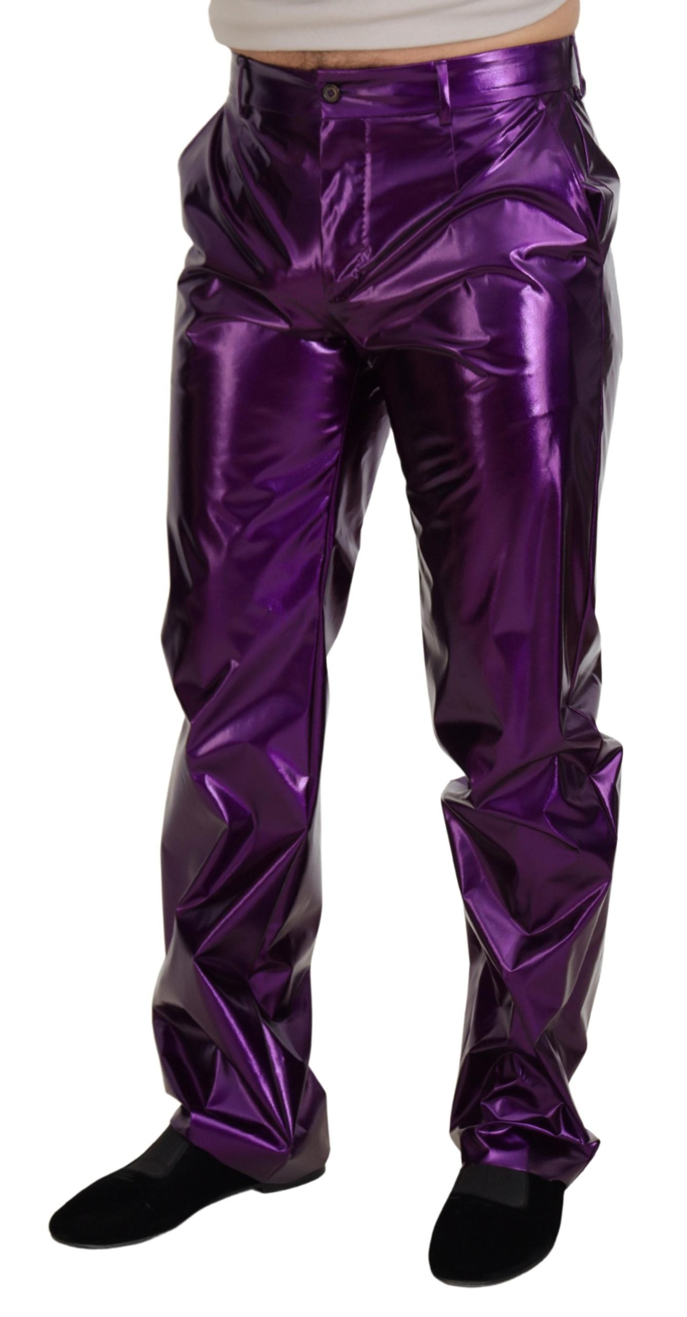 Dolce &amp; Gabbana Pantalons décontractés brillants violets pour hommes