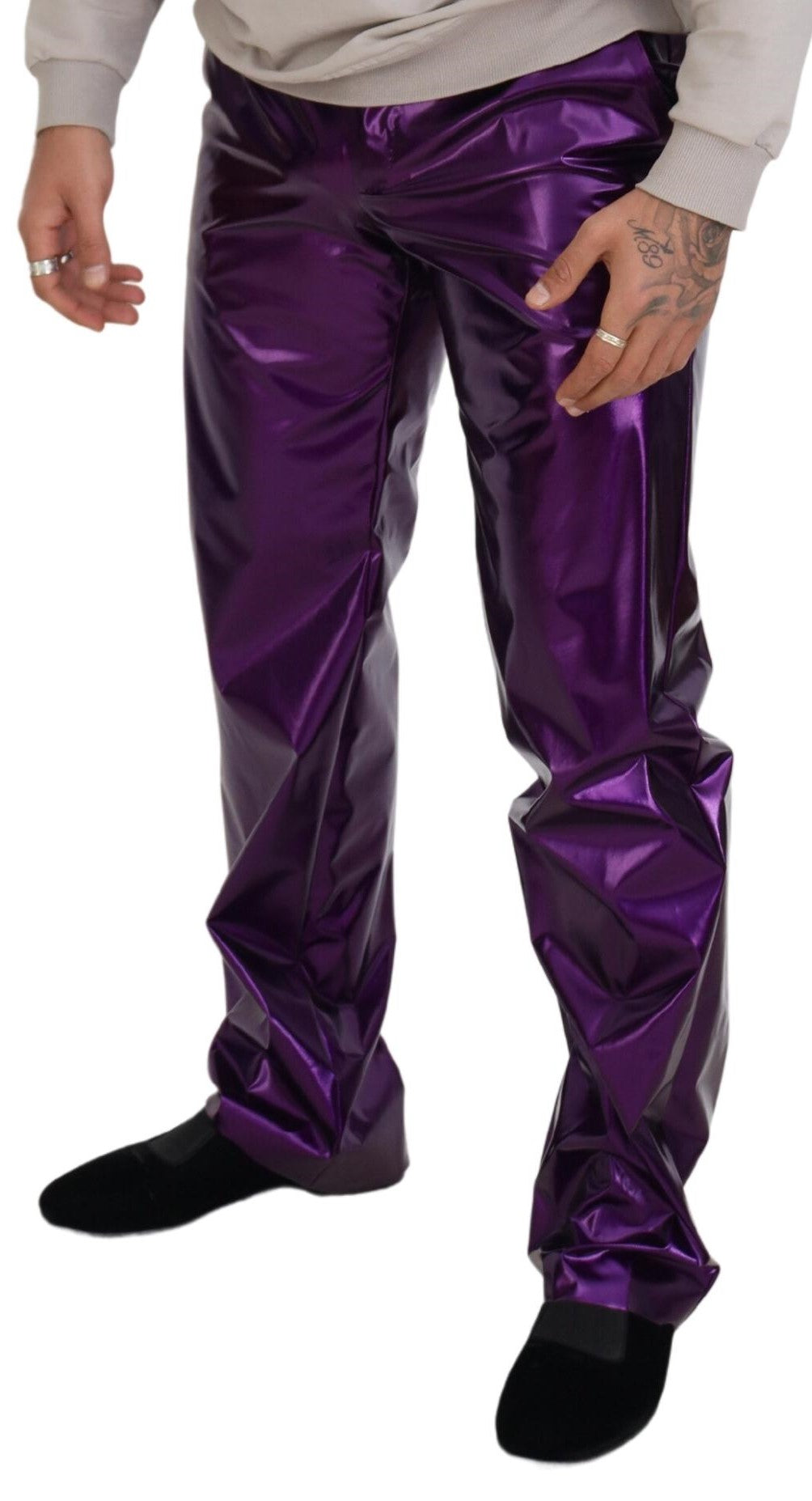 Dolce &amp; Gabbana Pantalons décontractés brillants violets pour hommes