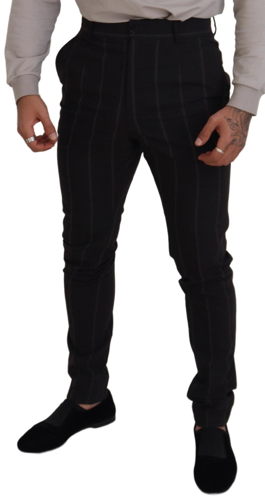 Dolce &amp; Gabbana Pantalon chino en laine noir pour hommes