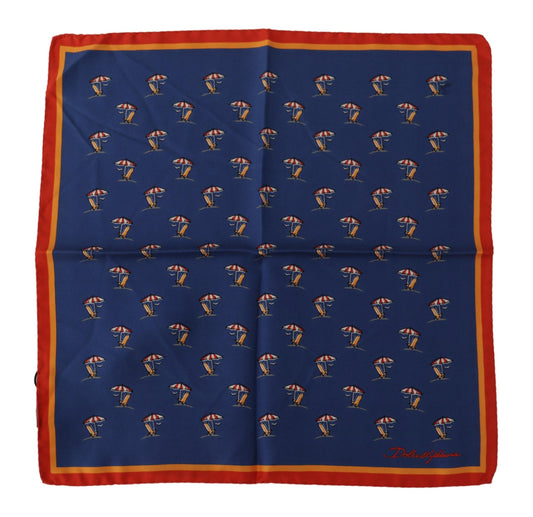 Dolce &amp; Gabbana Mouchoir carré imprimé bleu pour homme 100% foulard en soie