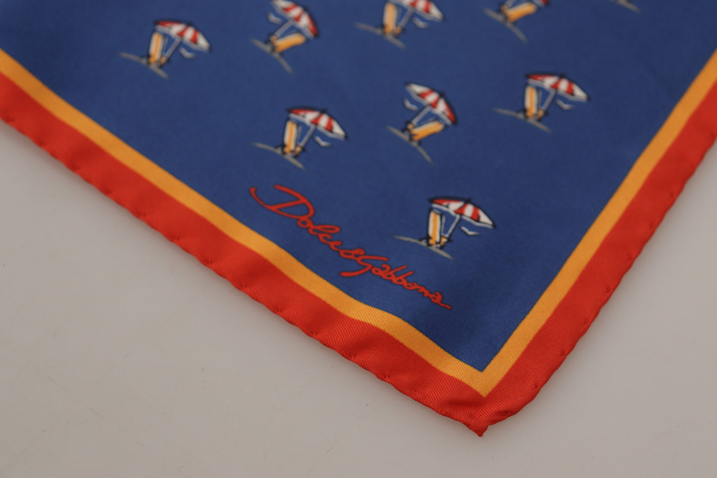 Dolce &amp; Gabbana Mouchoir carré imprimé bleu pour homme 100% foulard en soie