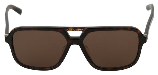 Lunettes de soleil aviateur pilote pour hommes à motif léopard marron Dolce &amp; Gabbana