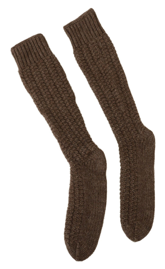 Dolce &amp; Gabbana Chaussettes Longues En Tricot De Laine Marron Pour Femme