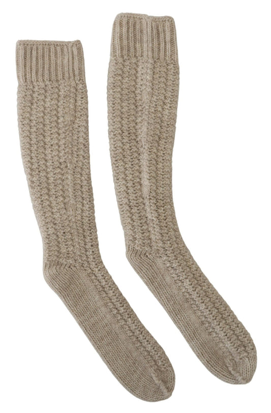 Dolce &amp; Gabbana Chaussettes Longues En Tricot De Laine Beige Pour Femme