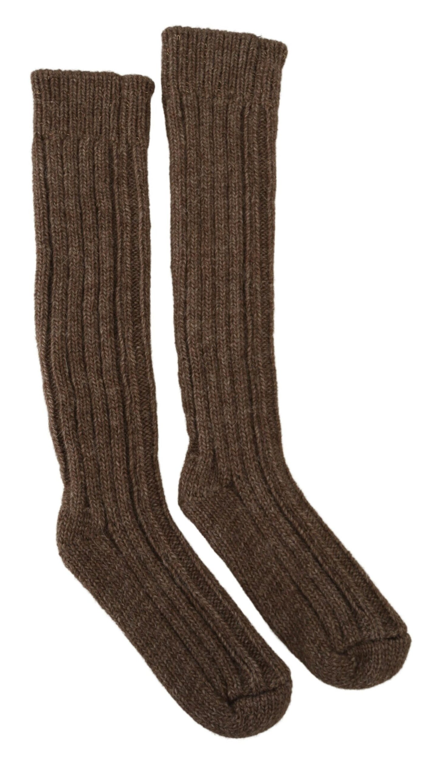 Dolce &amp; Gabbana Chaussettes Longues En Tricot De Laine Marron Pour Femme