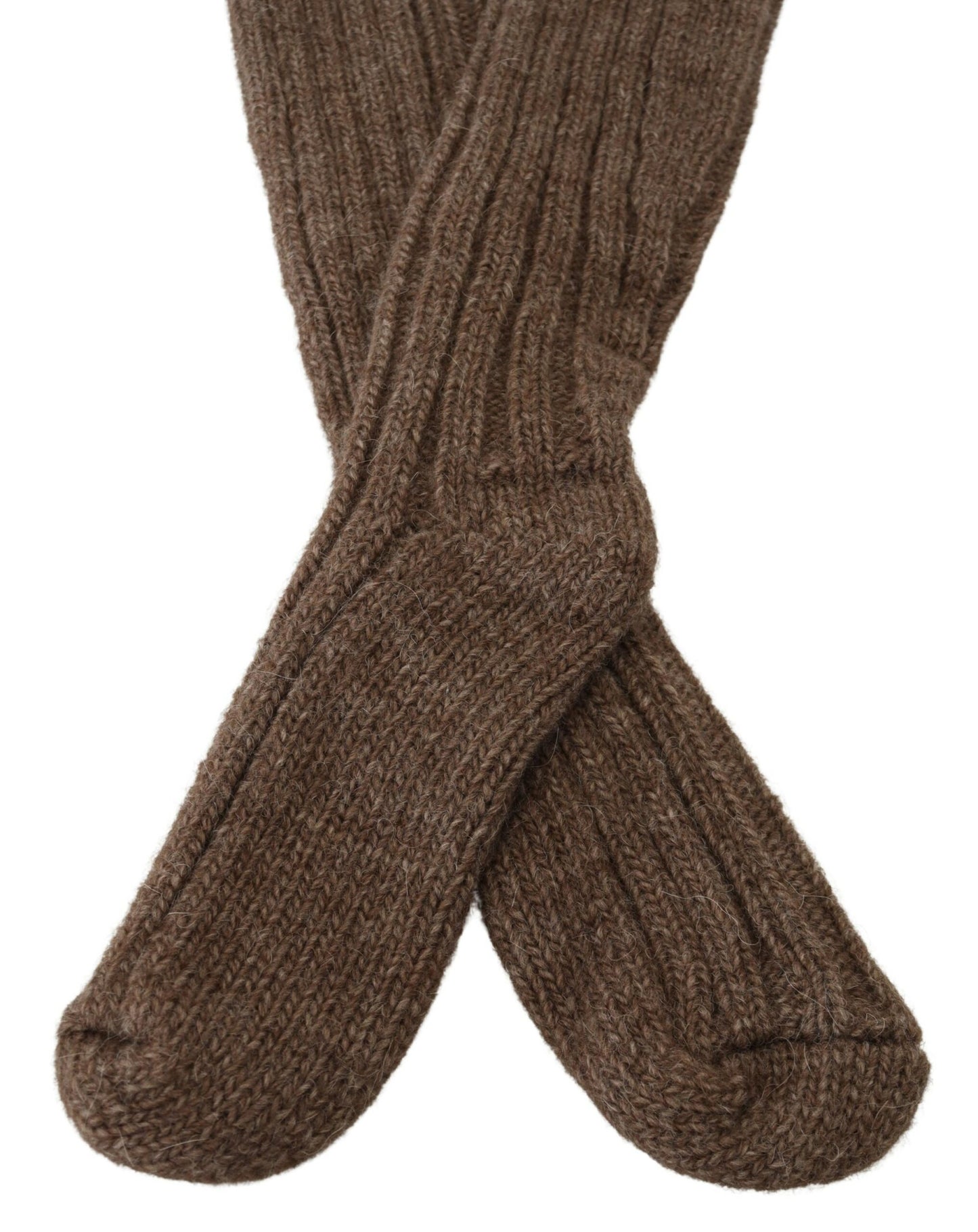 Dolce &amp; Gabbana Chaussettes Longues En Tricot De Laine Marron Pour Femme