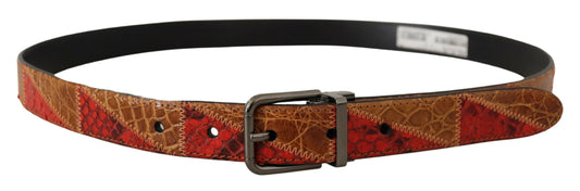 Dolce &amp; Gabbana Ceinture à boucle chromée vintage exotique multicolore