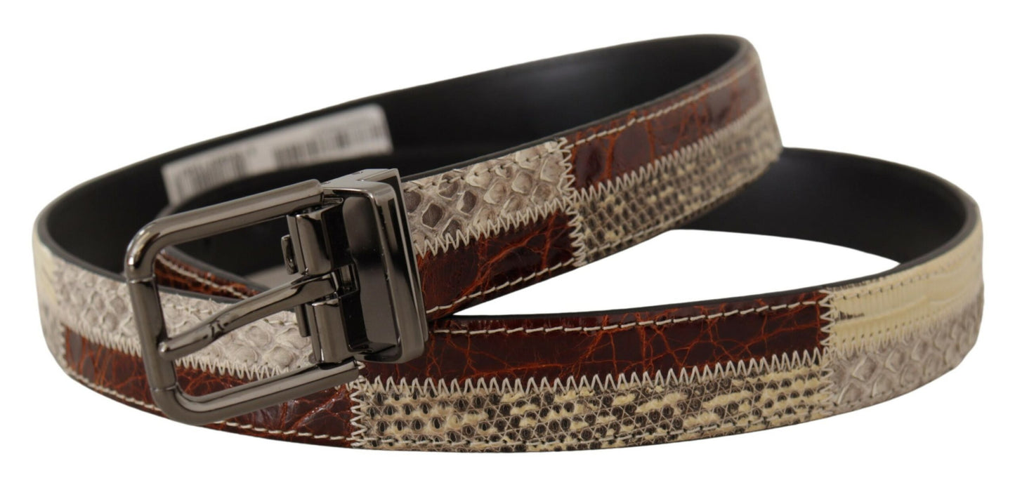 Dolce &amp; Gabbana Ceinture en métal patchwork en cuir exotique multicolore