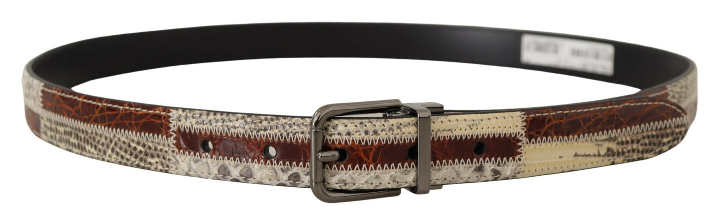 Dolce &amp; Gabbana Ceinture en métal patchwork en cuir exotique multicolore