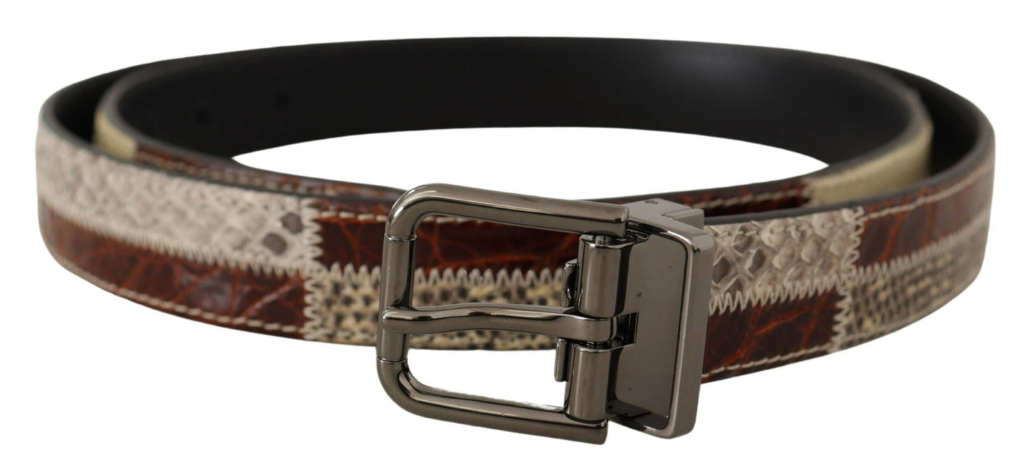 Dolce &amp; Gabbana Ceinture en métal patchwork en cuir exotique multicolore