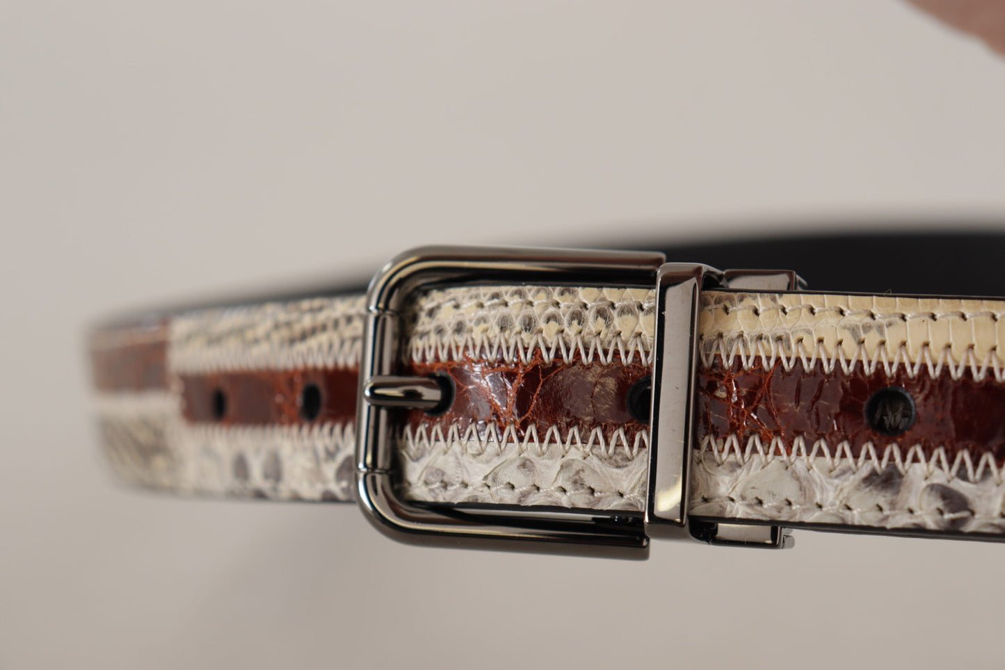 Dolce &amp; Gabbana Ceinture en métal patchwork en cuir exotique multicolore