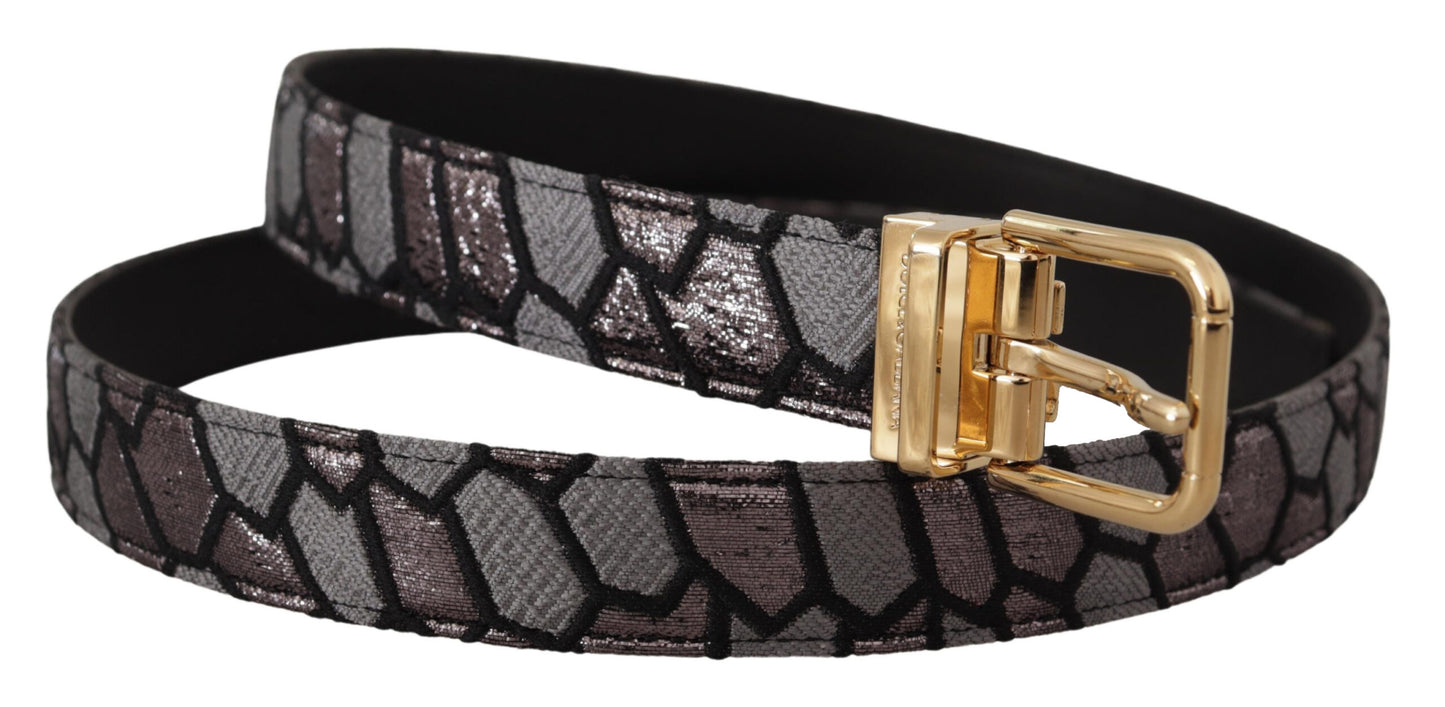 Dolce &amp; Gabbana Ceinture en jacquard doré en cuir patchwork multicolore