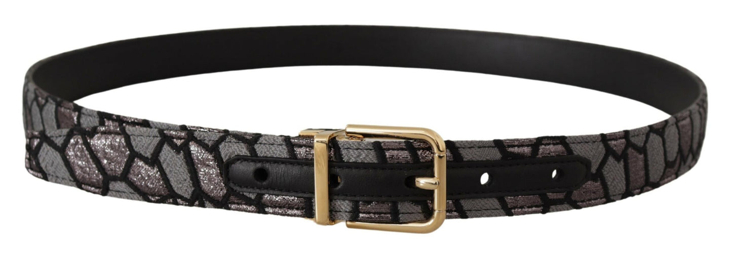 Dolce &amp; Gabbana Ceinture en jacquard doré en cuir patchwork multicolore