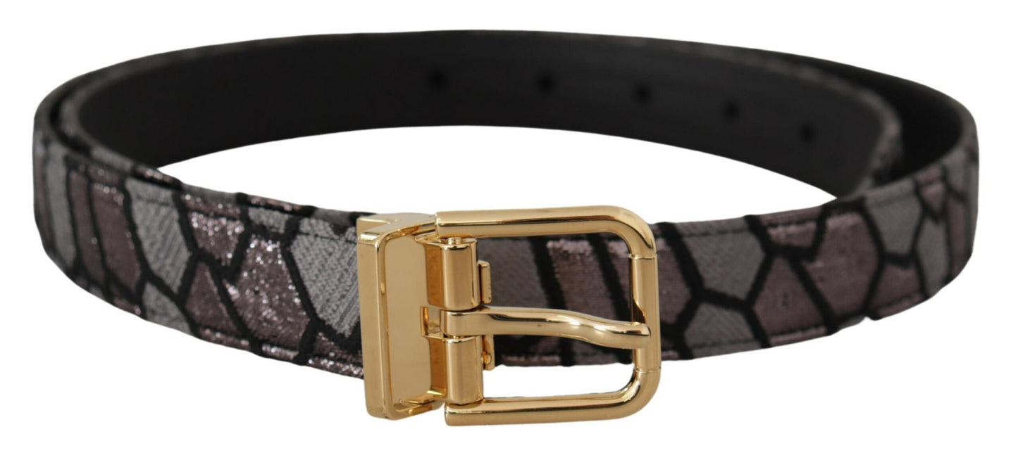 Dolce &amp; Gabbana Ceinture en jacquard doré en cuir patchwork multicolore