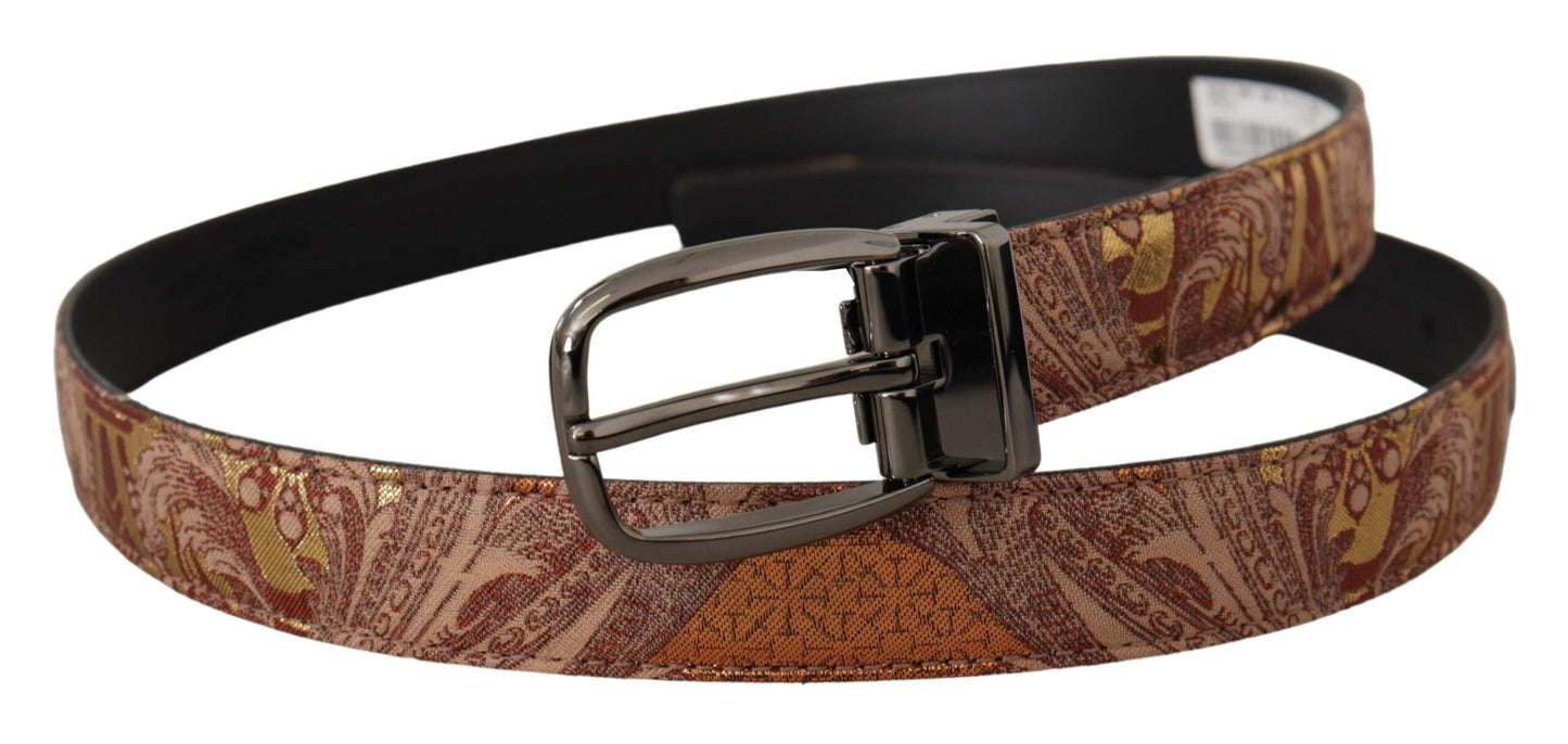 Dolce &amp; Gabbana Ceinture en cuir gaufré multicolore avec boucle en métal noir