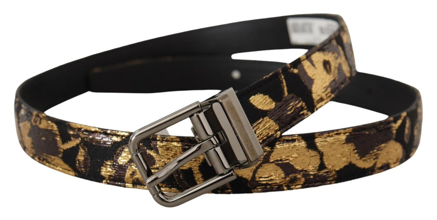 Dolce &amp; Gabbana Ceinture à boucle en métal avec logo en cuir jacquard multicolore