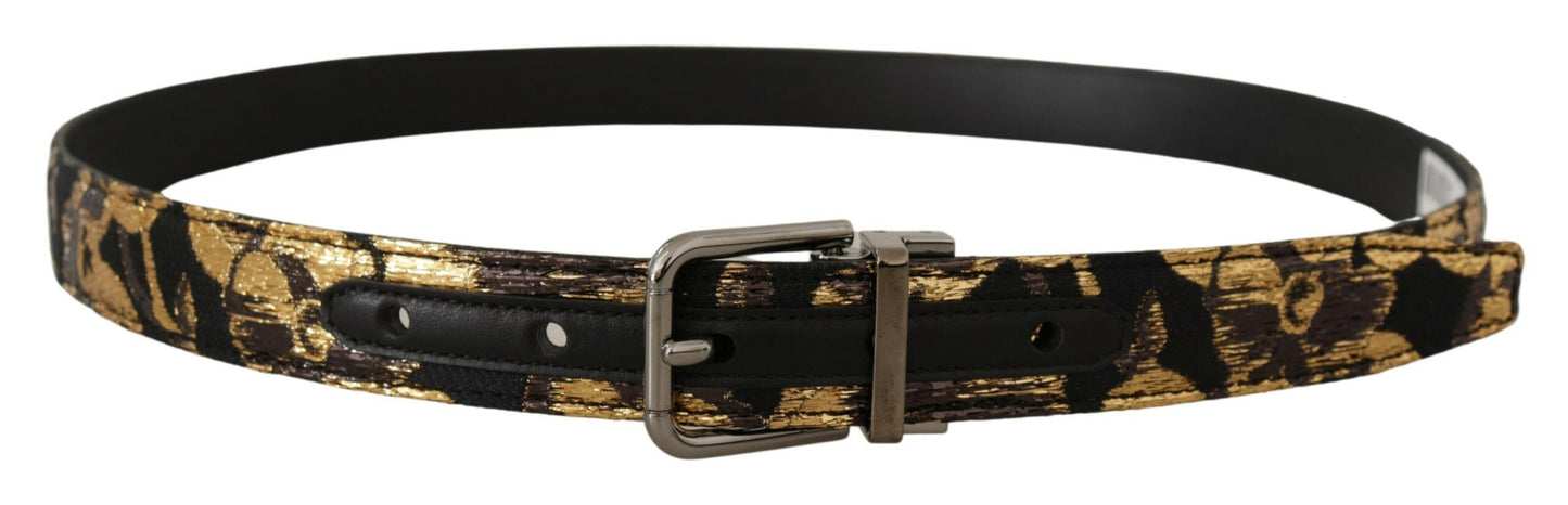 Dolce &amp; Gabbana Ceinture à boucle en métal avec logo en cuir jacquard multicolore