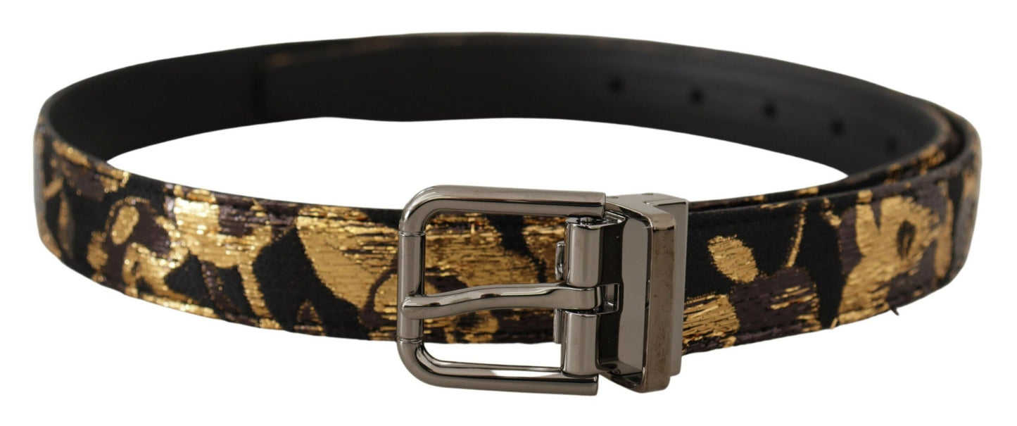 Dolce &amp; Gabbana Ceinture à boucle en métal avec logo en cuir jacquard multicolore