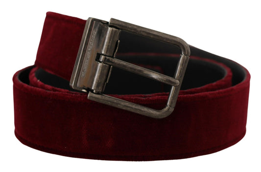 Dolce &amp; Gabbana Ceinture large en cuir velours marron avec boucle en métal vintage