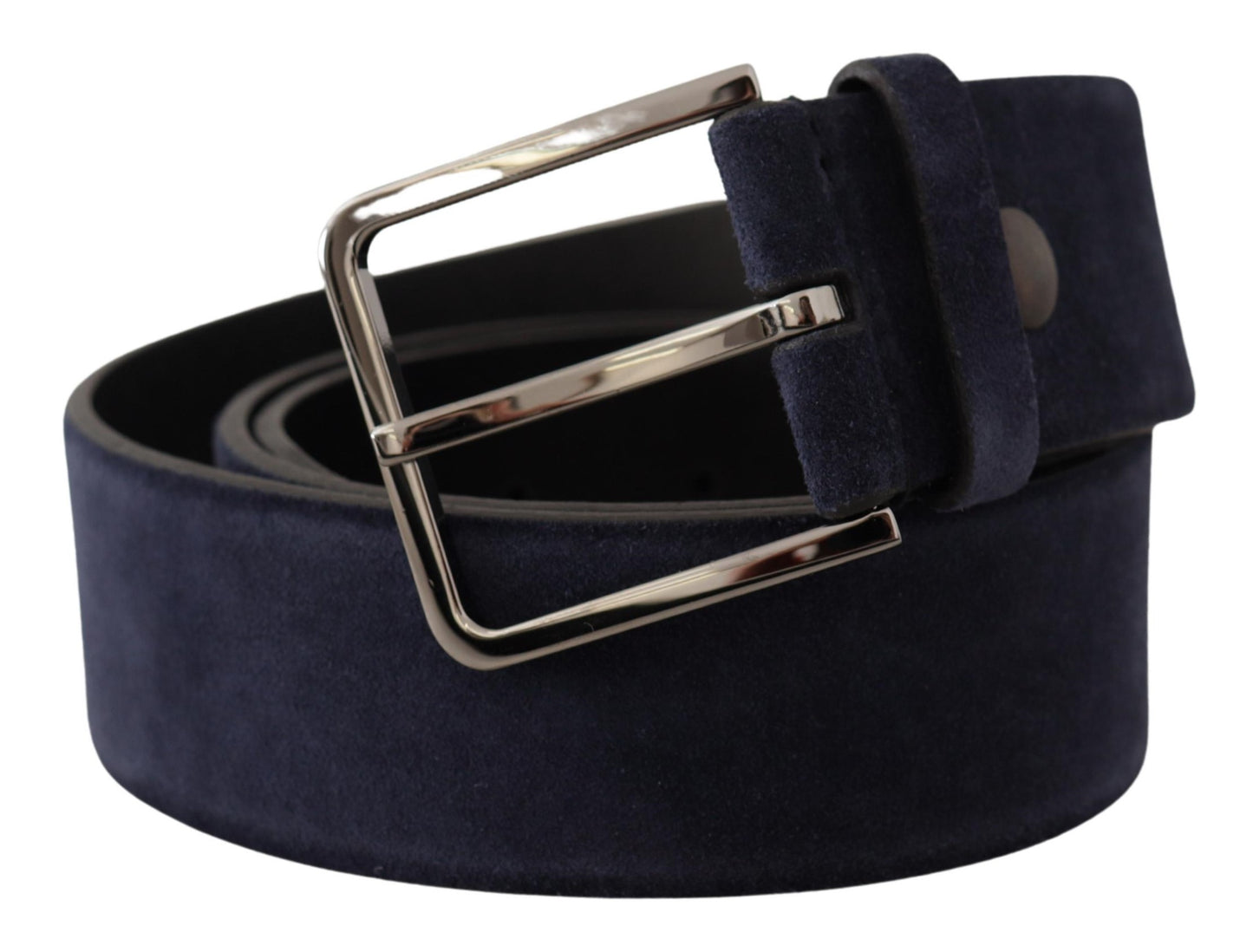 Dolce &amp; Gabbana Ceinture à boucle en cuir velours bleu marine avec logo argenté