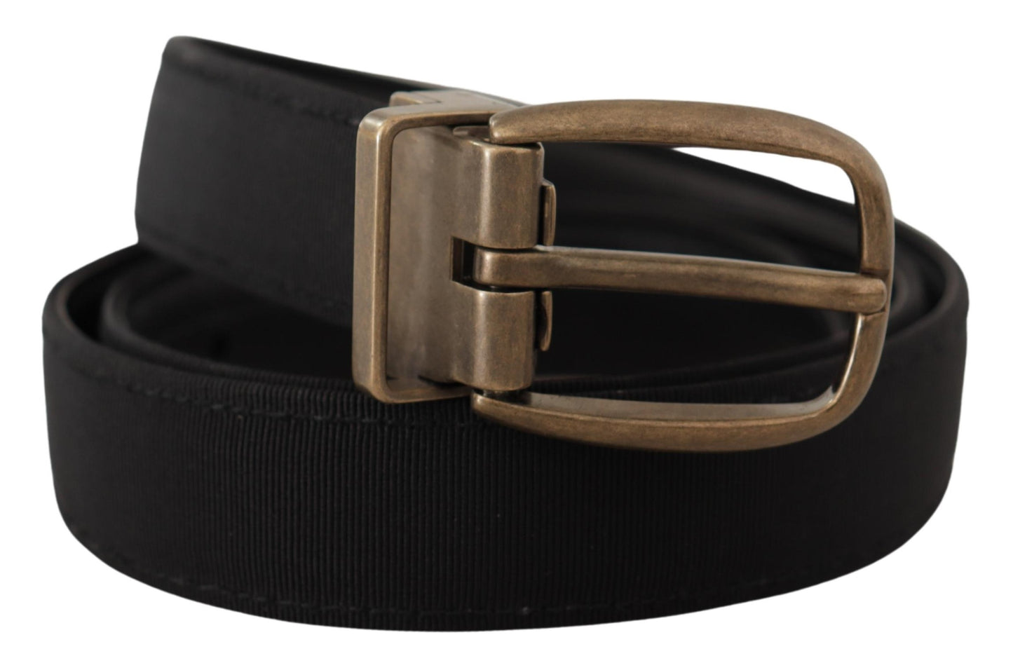 Dolce &amp; Gabbana Ceinture en cuir gros-grain noir en métal bronze