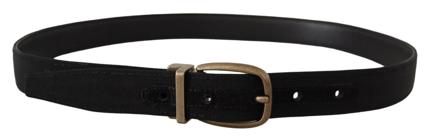 Dolce &amp; Gabbana Ceinture en cuir gros-grain noir en métal bronze