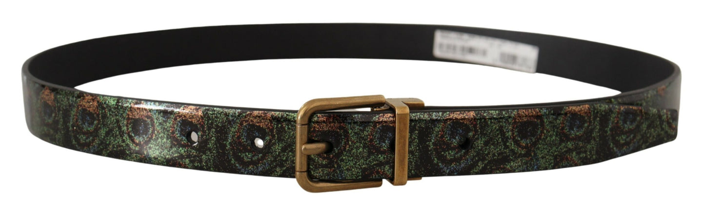 Dolce &amp; Gabbana Ceinture en cuir multicolore Vernice Pavone en métal bronze