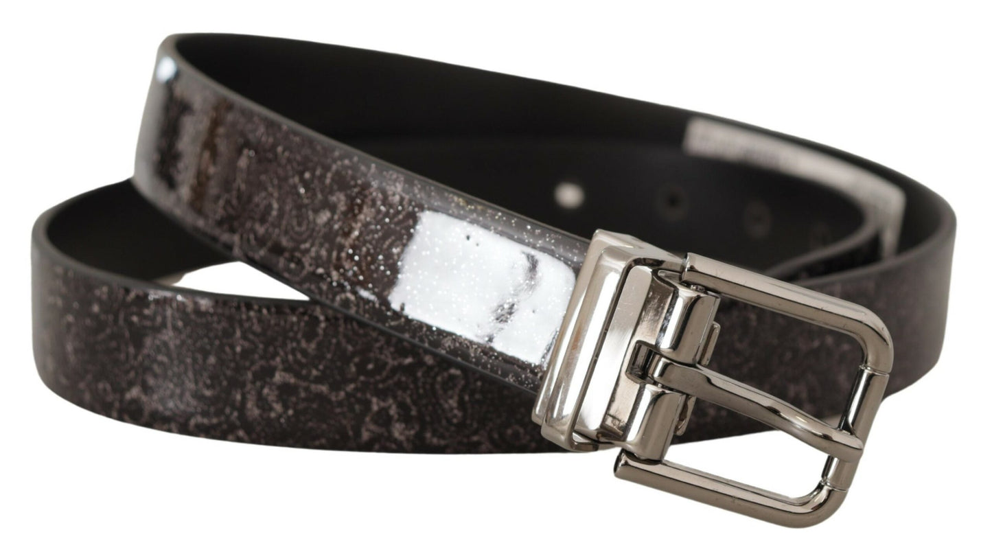 Dolce &amp; Gabbana Ceinture Vernice à boucle en cuir verni noir Goccia Glitter