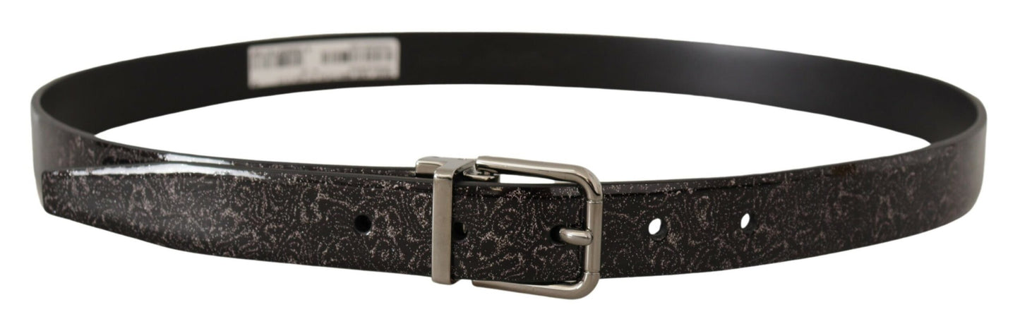 Dolce &amp; Gabbana Ceinture Vernice à boucle en cuir verni noir Goccia Glitter