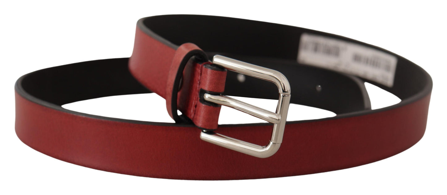 Dolce &amp; Gabbana Ceinture en cuir Vitello marron en métal argenté