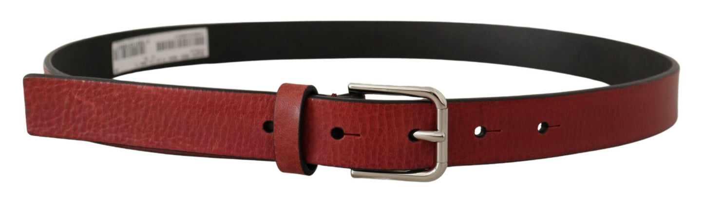 Dolce &amp; Gabbana Ceinture en cuir Vitello marron en métal argenté