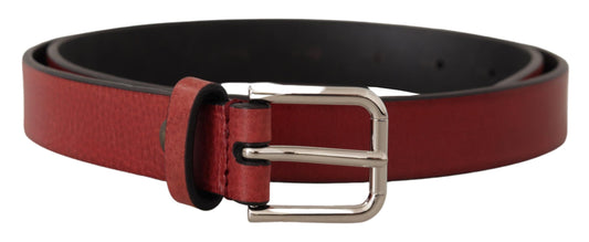 Dolce &amp; Gabbana Ceinture en cuir Vitello marron en métal argenté