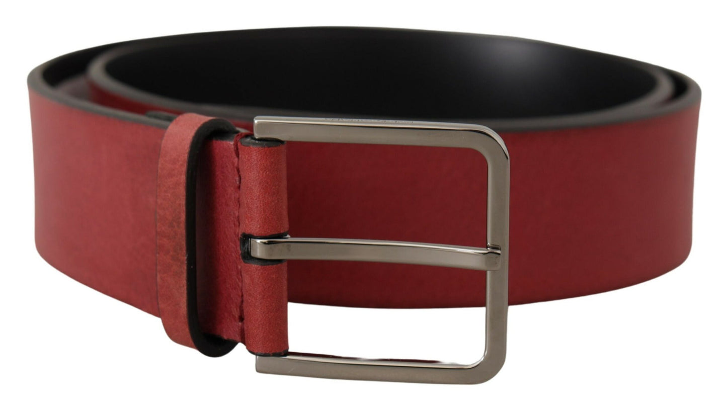 Dolce &amp; Gabbana Ceinture à boucle avec logo en métal argenté Vitello marron