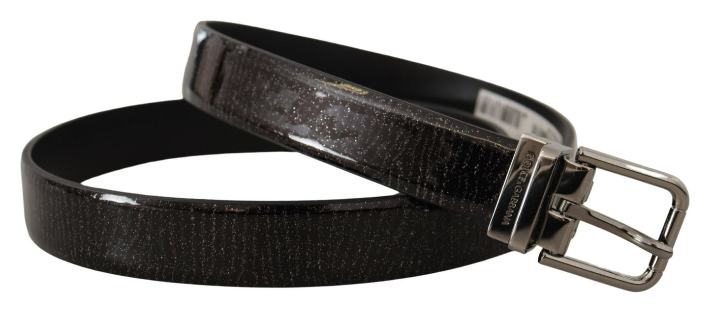 Dolce &amp; Gabbana Ceinture à boucle en métal Vernice en cuir noir