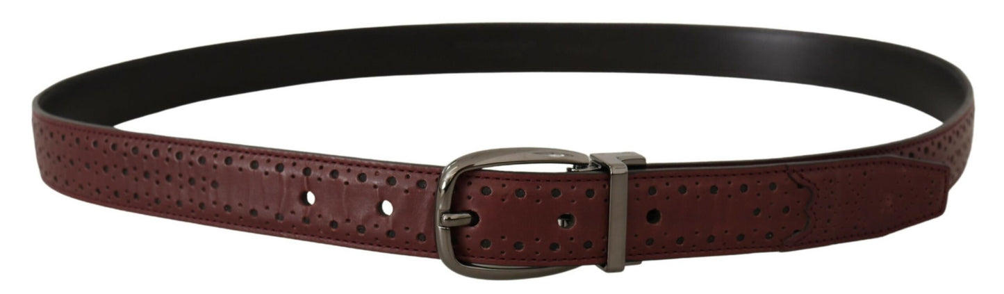 Dolce &amp; Gabbana Ceinture à boucle en métal en cuir perforé marron