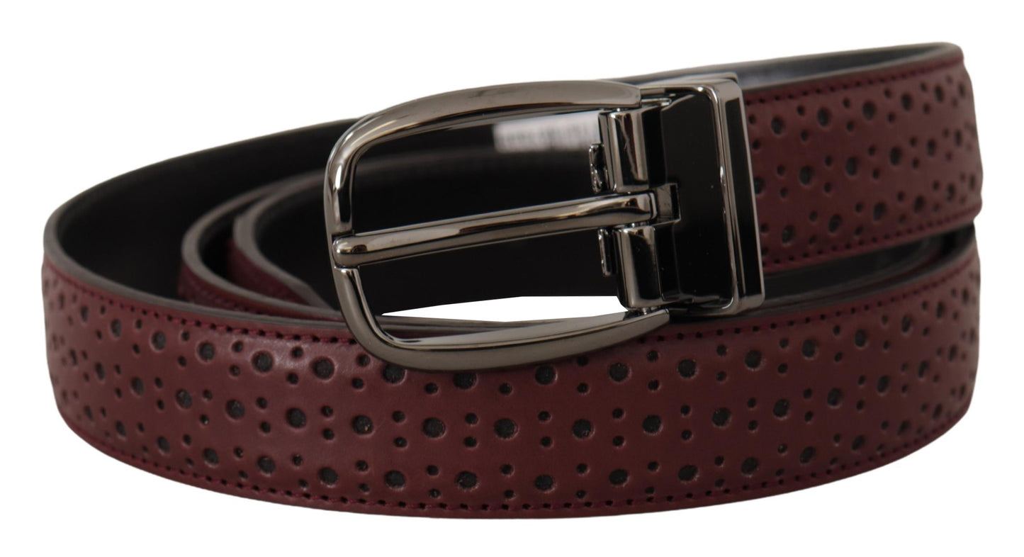 Dolce &amp; Gabbana Ceinture à boucle en métal en cuir perforé marron