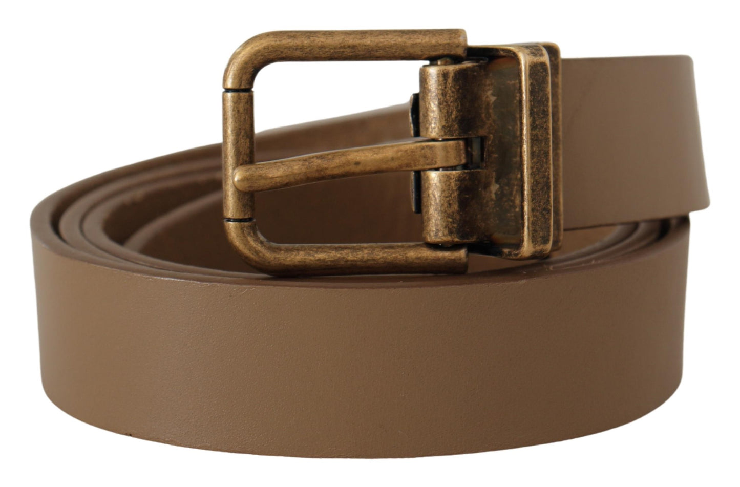 Dolce &amp; Gabbana Ceinture classique en cuir massif marron avec boucle en laiton