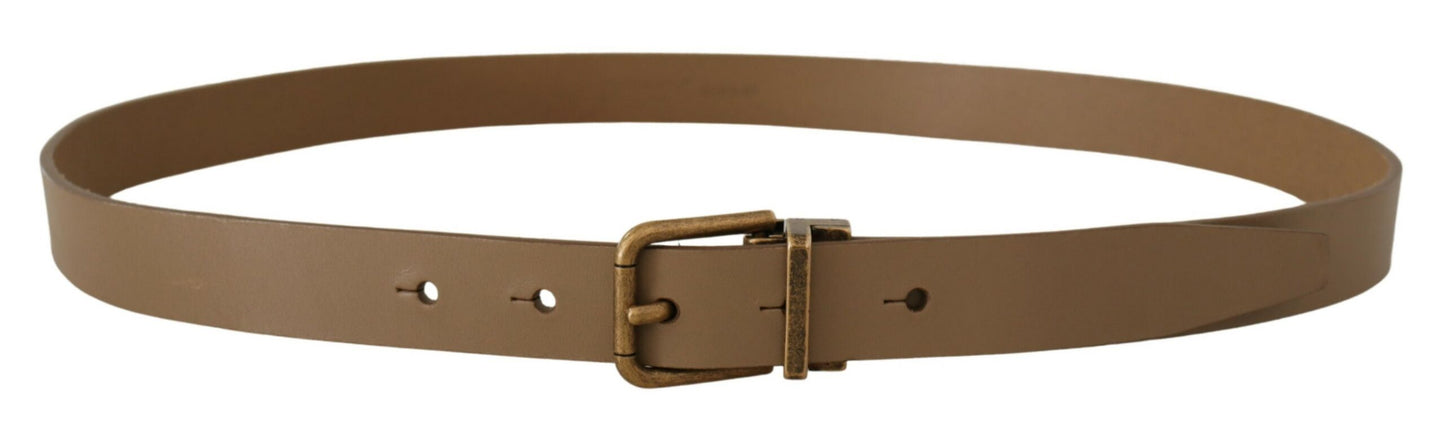 Dolce &amp; Gabbana Ceinture classique en cuir massif marron avec boucle en laiton