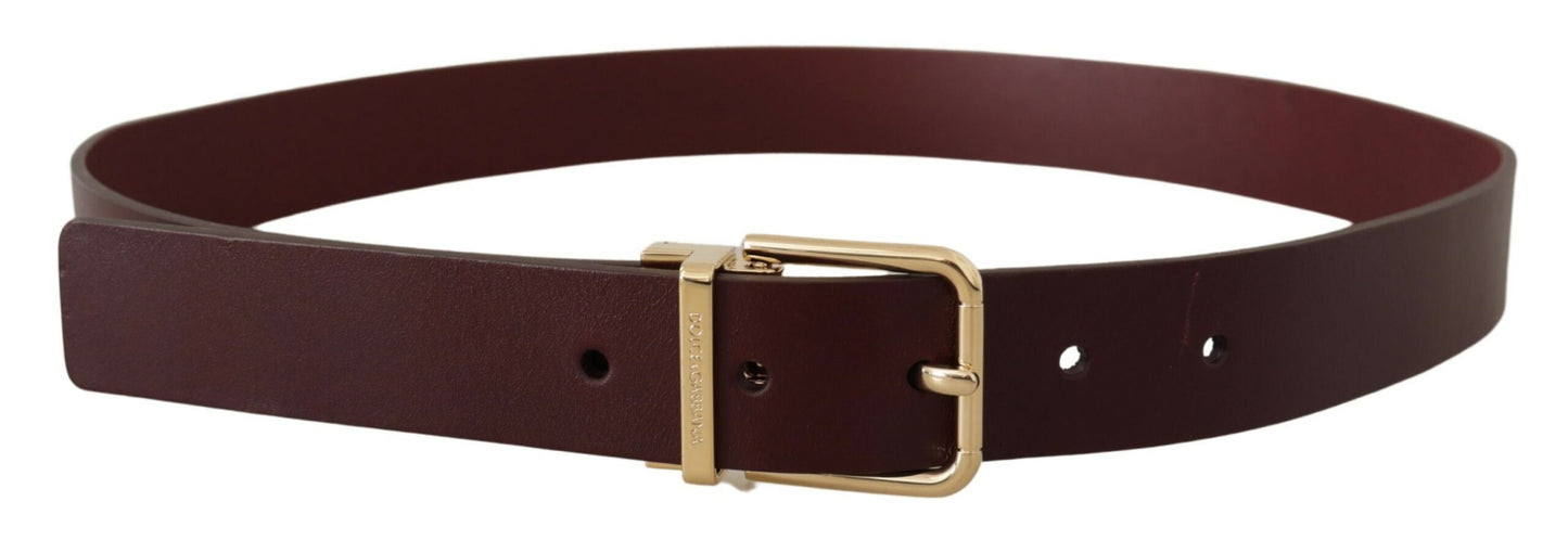 Dolce &amp; Gabbana Ceinture à boucle en métal doré en cuir Vitello marron