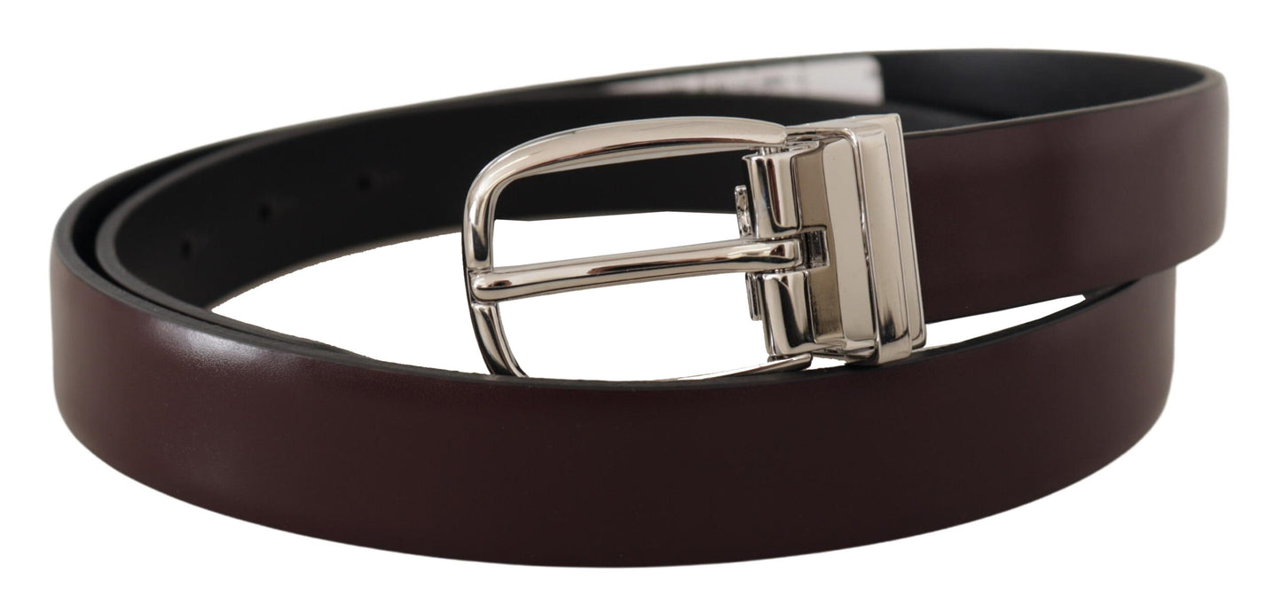 Dolce &amp; Gabbana Ceinture en cuir marron massif et métal argenté