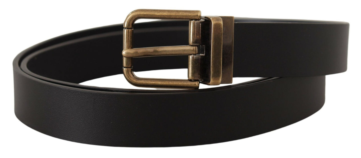 Dolce &amp; Gabbana Ceinture à boucle en métal et cuir noir en laiton